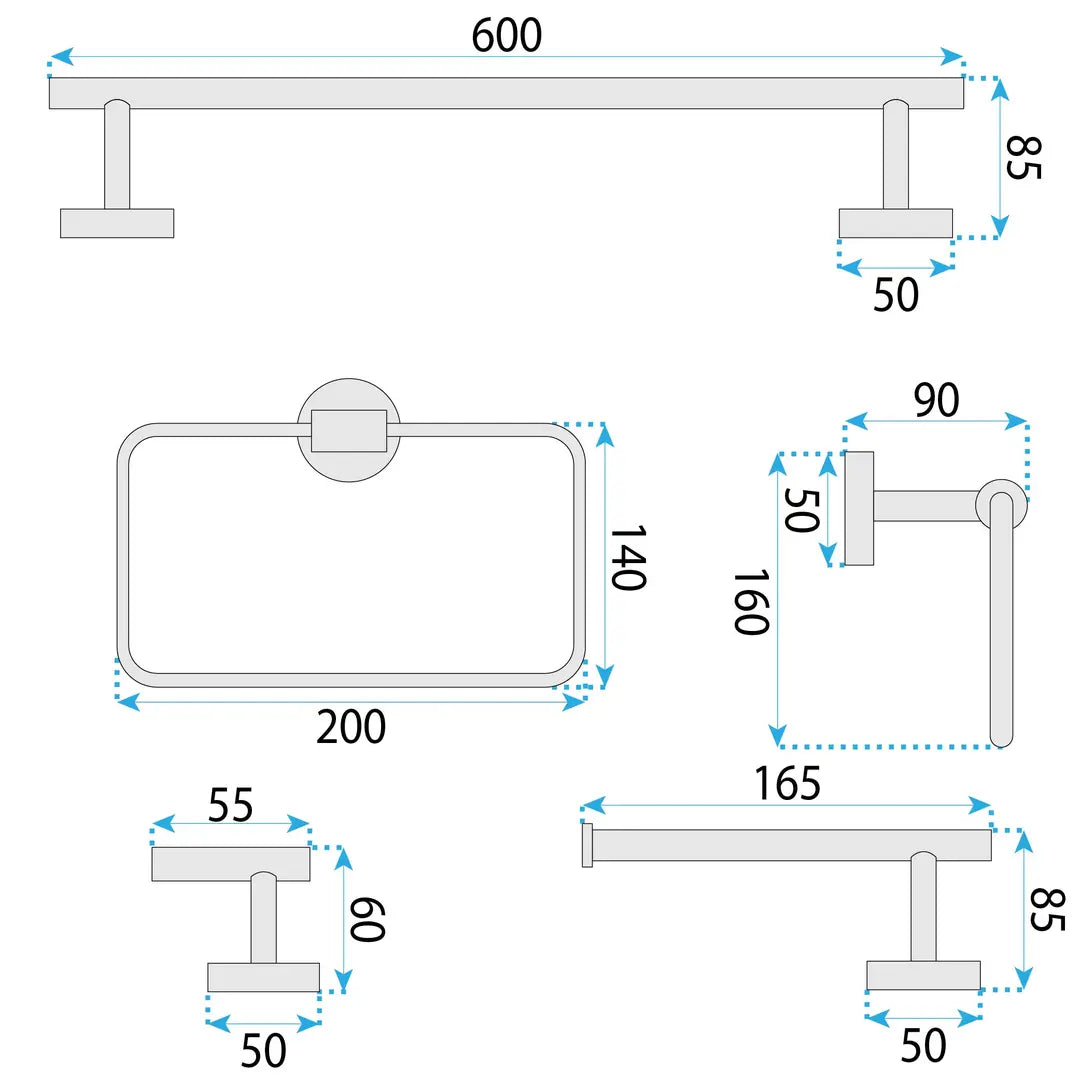 Badaccessoires-Set REA GRID – 4-teilig, gebürstetes Kupfer