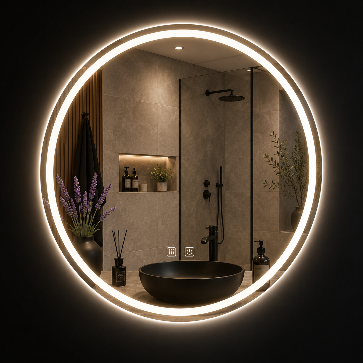 LED Badspiegel Rund 70 cm – Anti-Beschlag & Hintergrundbeleuchtung