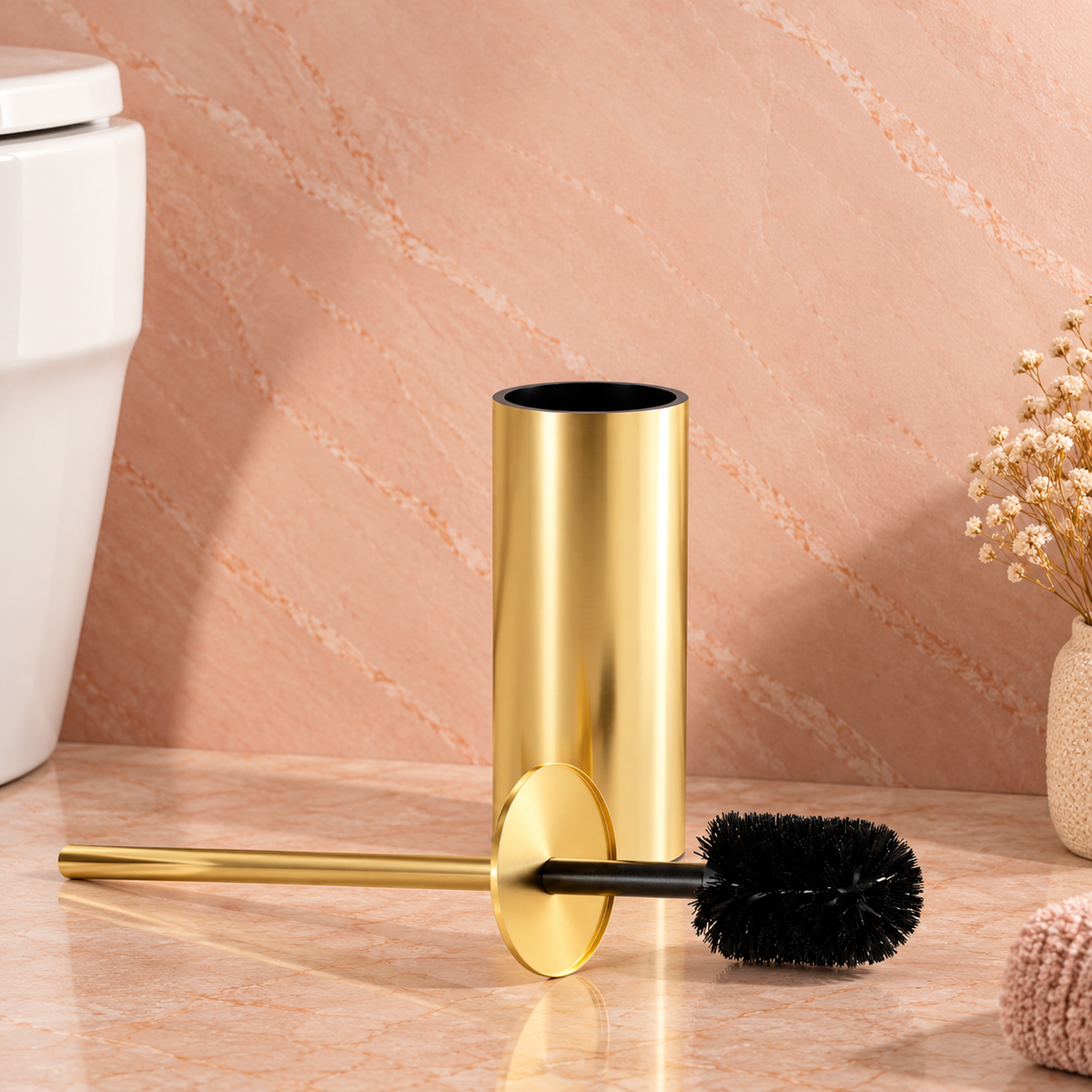 WC-Bürste REA TIL B106 – gebürstetes Gold mit Standhalter