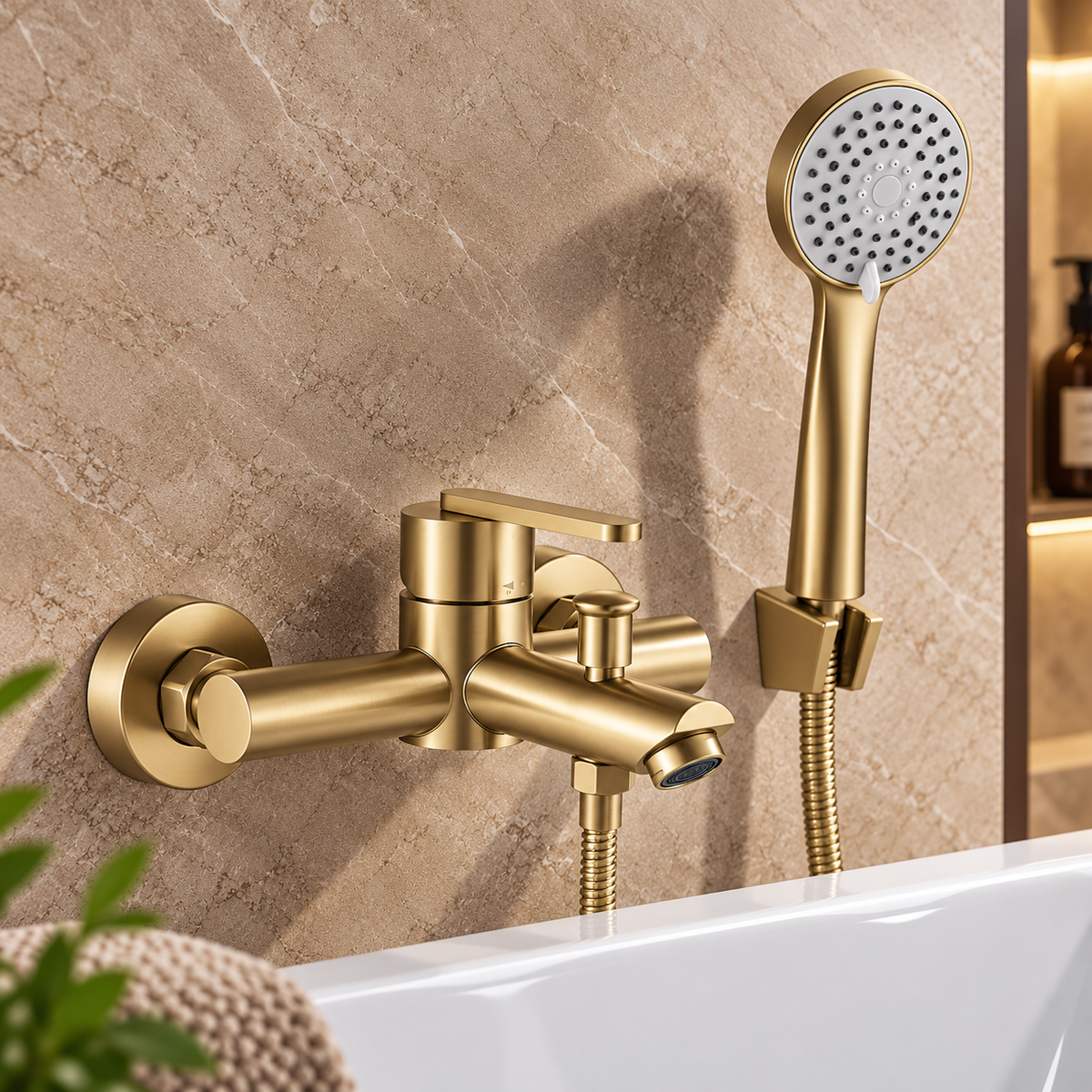 Badewannenarmatur REA Ontario – Gold gebürstet