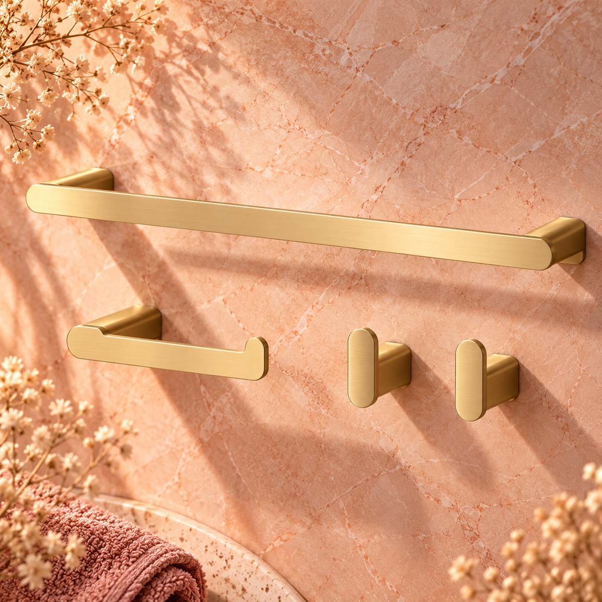 Badaccessoires REA MATI -Set 4-teilig – Gold gebürstet