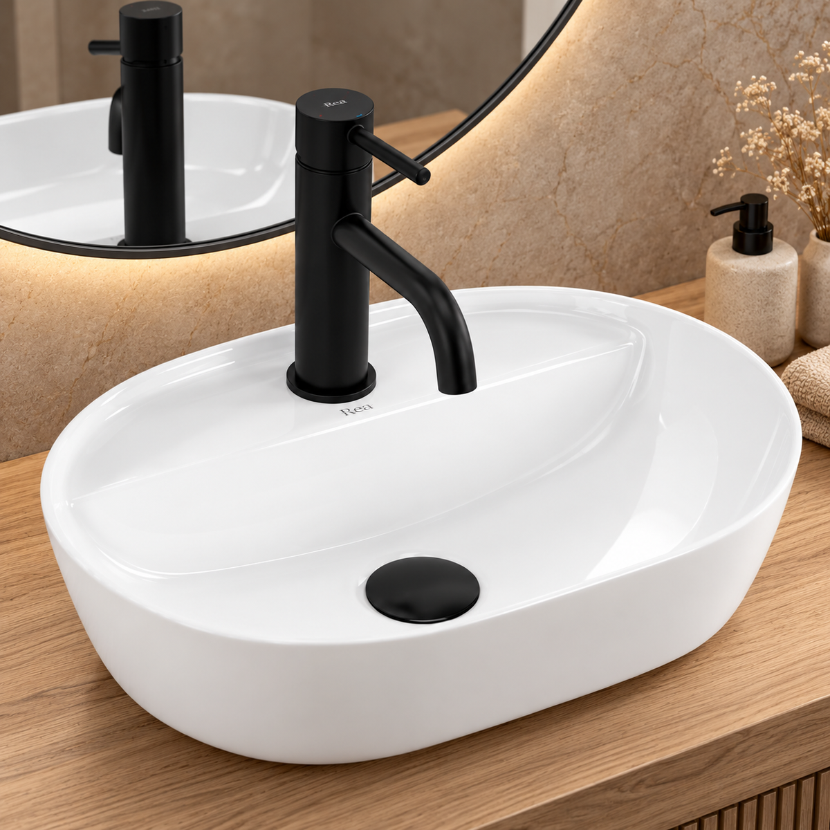 Aufsatzwaschbecken Aura 42 cm – Weiß Glänzend