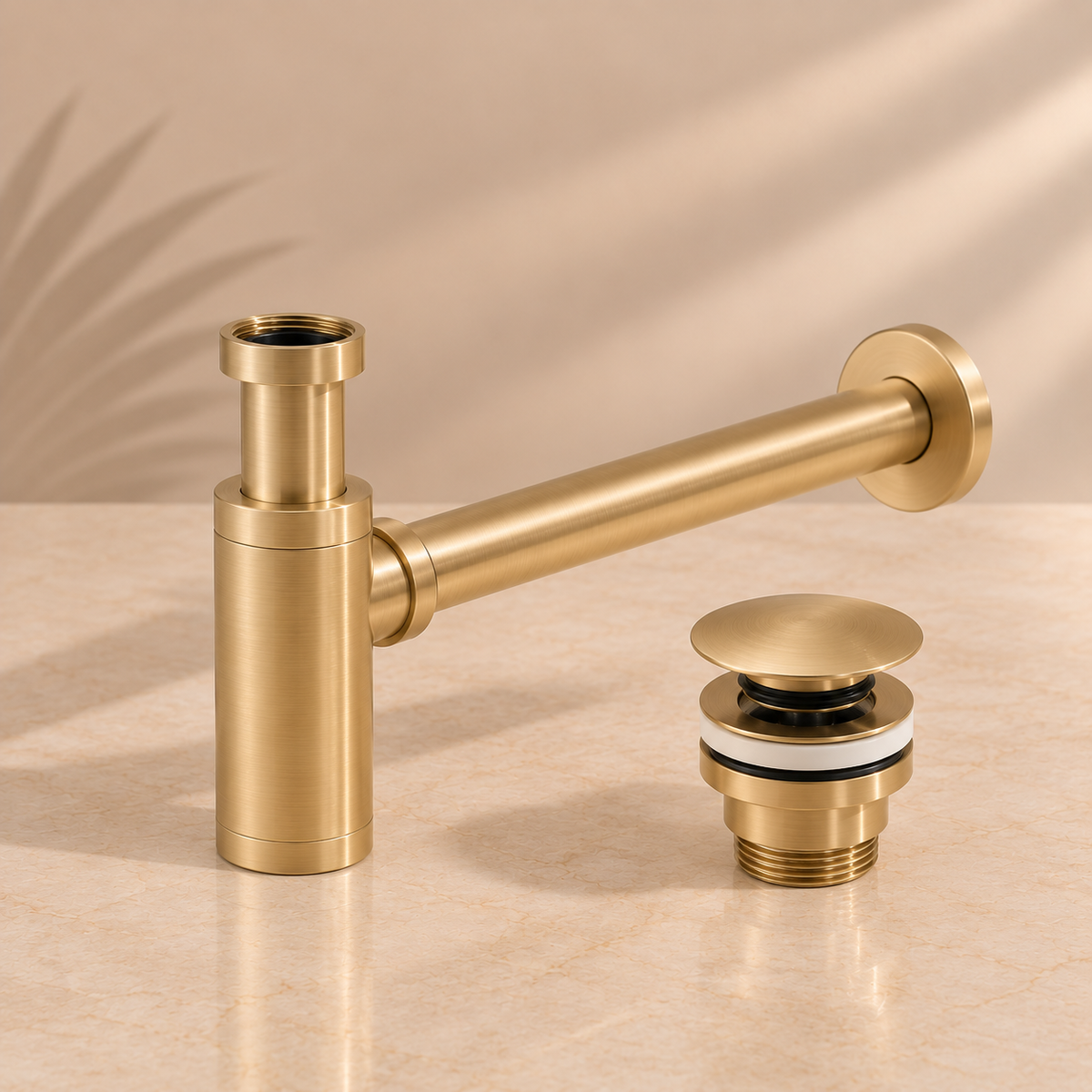 Waschtischsiphon mit Click-Clack – Gebürstetes Gold