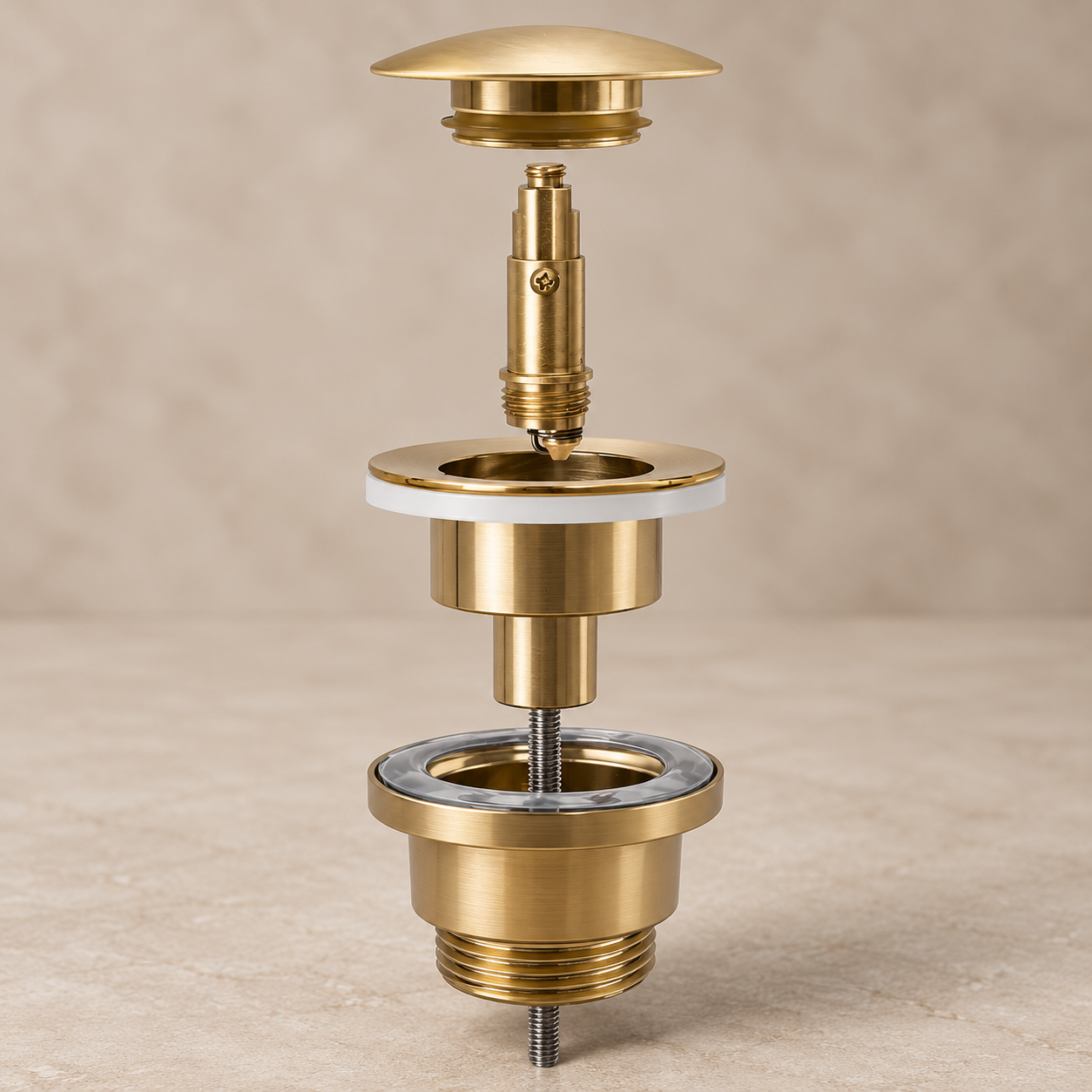 Universal Click-Clack Ablaufventil – Gebürstetes Gold