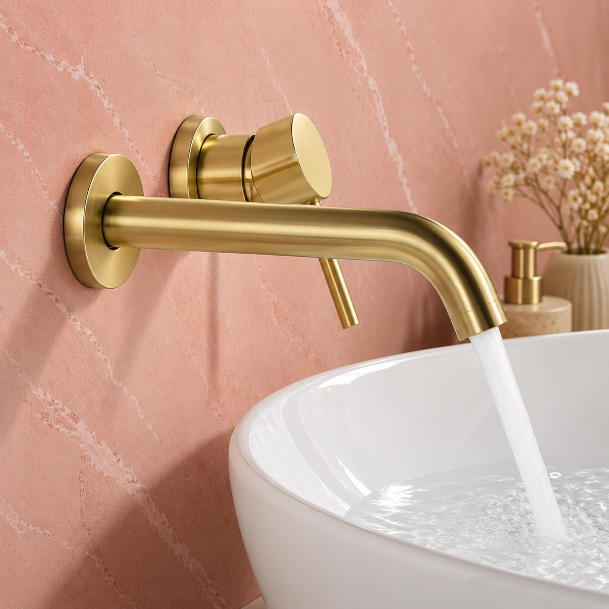 Unterputz-Waschtischarmatur REA Lungo – gebürstetes Gold mit BOX-System